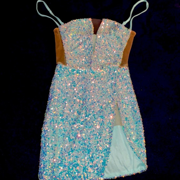 Blue sequin mini dress - Picture 2 of 3